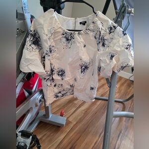 Express Black and White Floral Blouse
